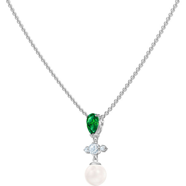 Swarovski Crystal Perfection Necklace, Green, Rhodium Plated