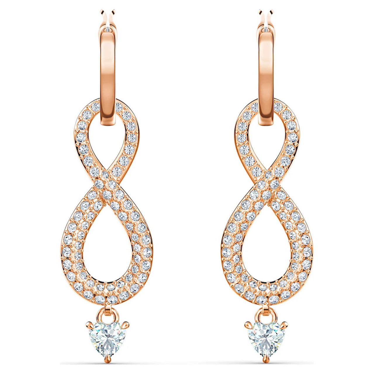 Swarovski Crystal Infinity Pierced Earrings, Rose-Gold Tone Plated
