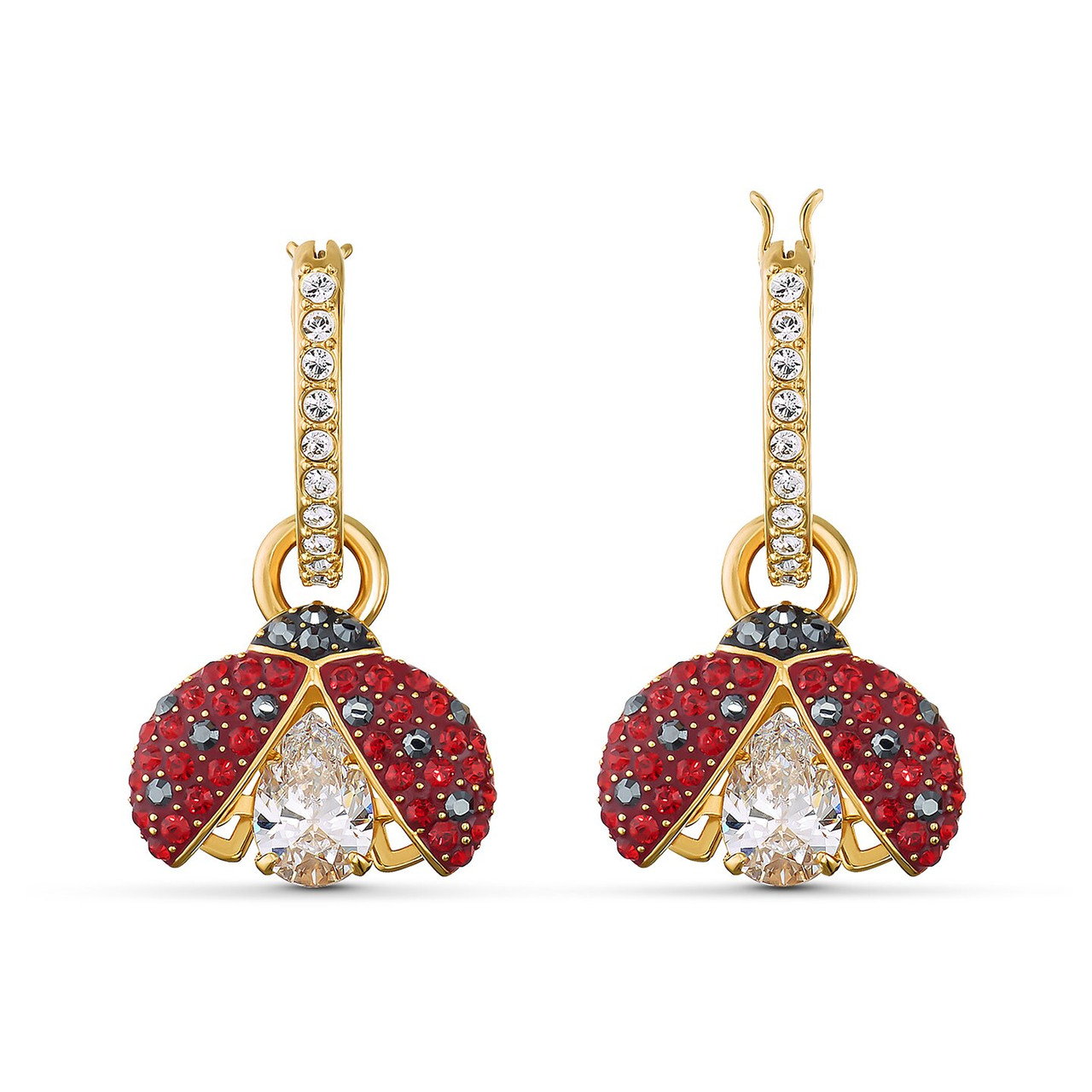 Swarovski Crystal Sparkling Dance Ladybug Pierced Earrings