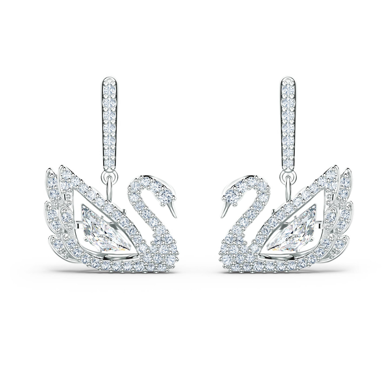 新品 スワロフスキー Dancing Swan ドロップピアス 5514420 Swarovski Dancing Swan Pierced Earrings, White, Rhodium Plated
