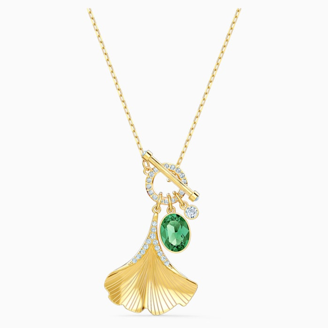 SWAROVSKI　STUNNING GINKO　ゴールドカラー Swarovski Crystal Stunning Ginko Necklace, Green, Gold-Tone