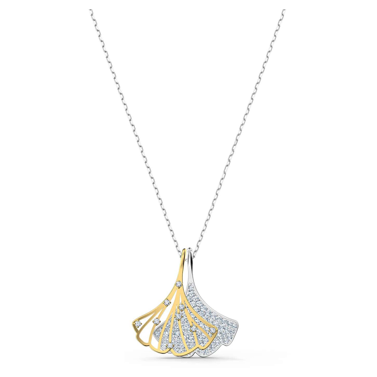 Swarovski Crystal Stunning Ginko Pendant, White, Mixed Metal