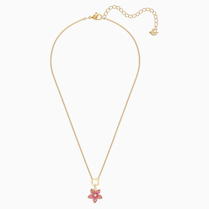 Swarovski Crystal Tropical Flower Pendant, Pink, Gold-Tone Plated