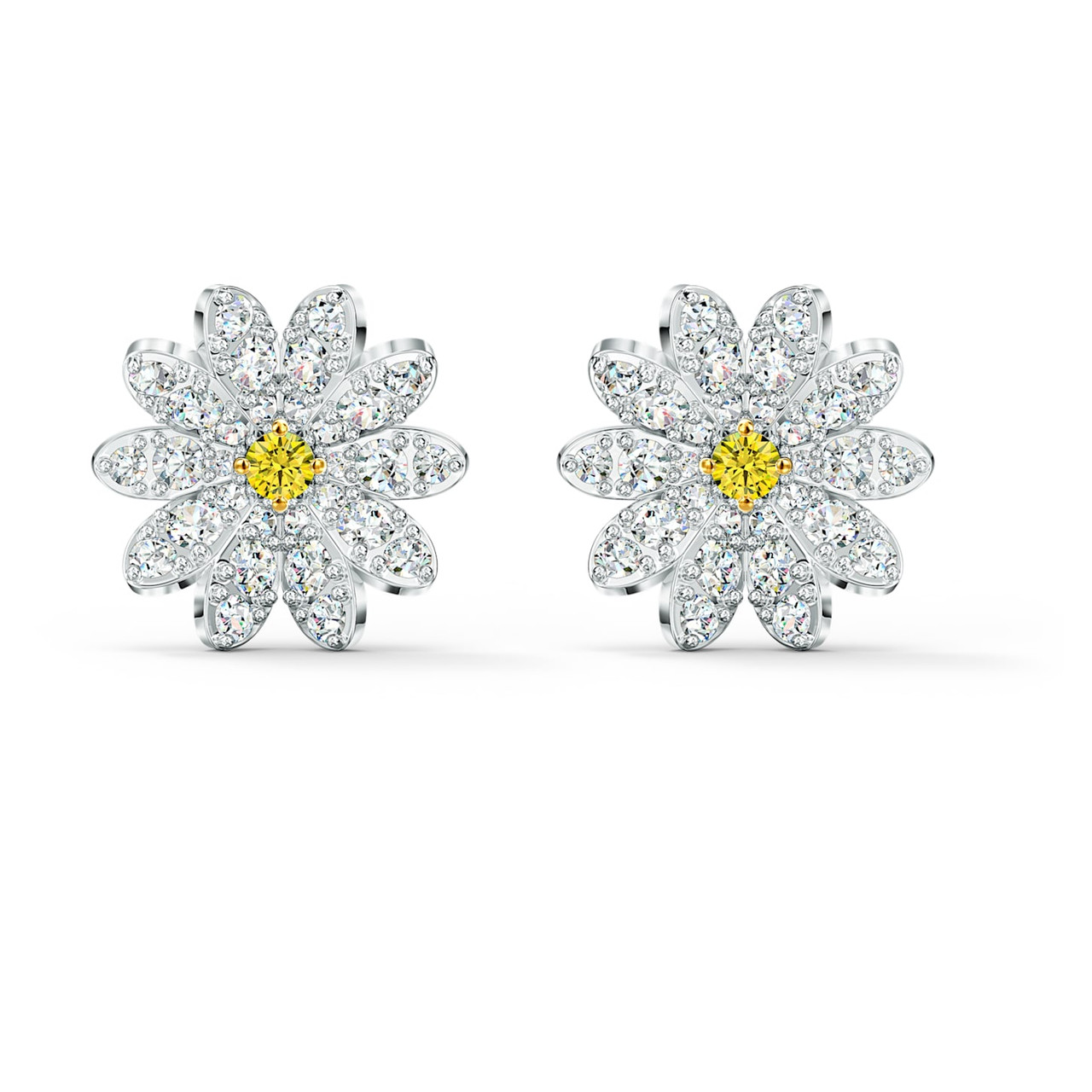Swarovski Crystal Eternal Flower Stud Pierced Earrings, Yellow