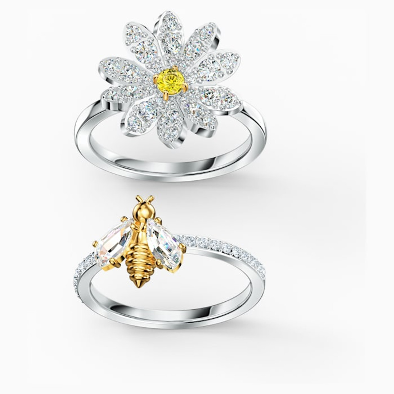 Swarovski Crystal Eternal Flower Ring Set, Yellow, Mixed