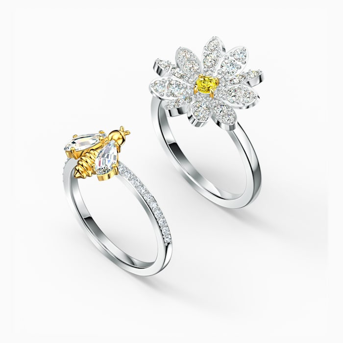 Swarovski Crystal Eternal Flower Ring Set, Yellow, Mixed Metal