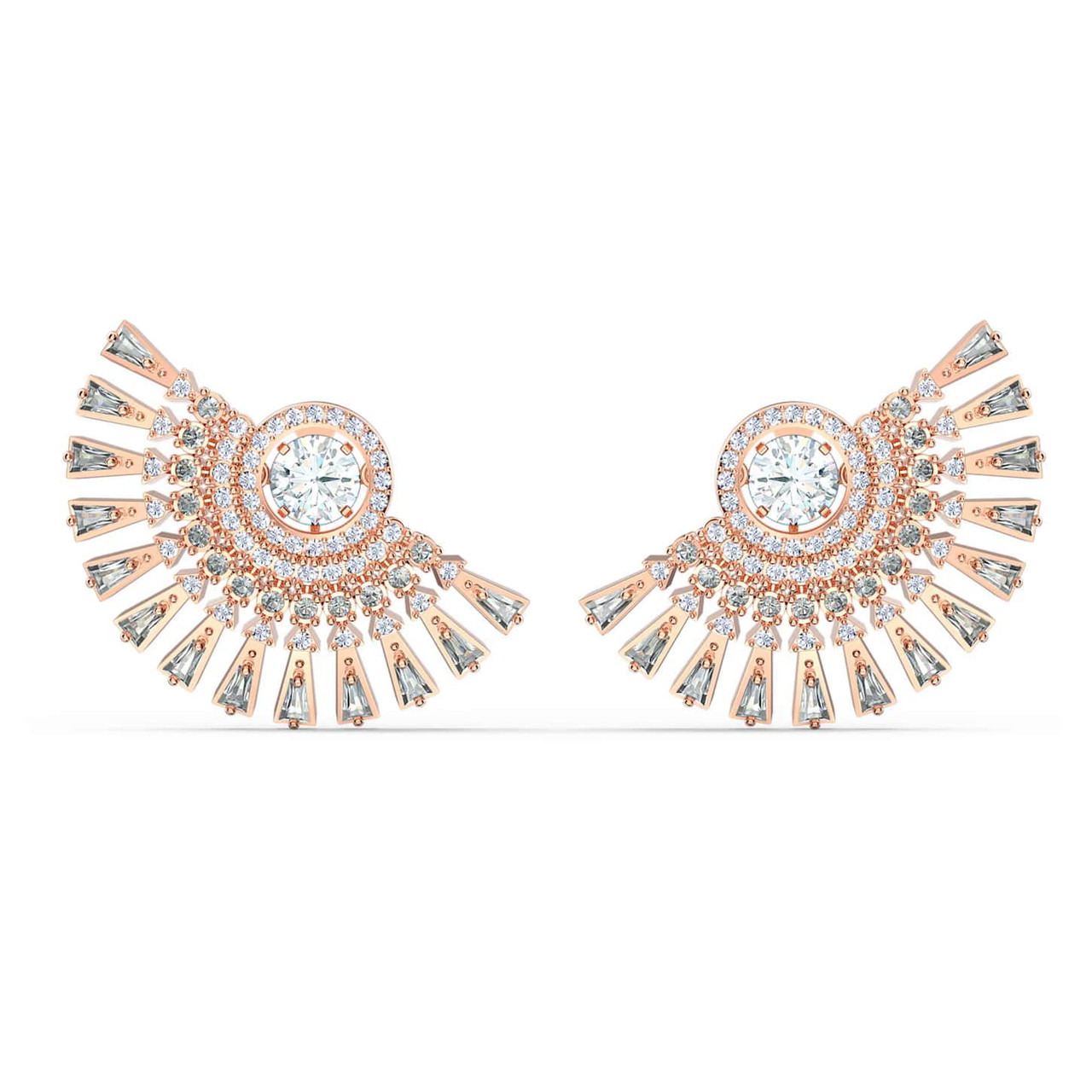 Swarovski Crystal Sparkling Dance Dial Up Pierced Earrings, Gray