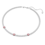 Matrix Tennis Necklace, Round Cut, Small, Pink, Rhodium Plated