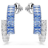 Matrix Hoop Earrings, Mixed Cuts, Blue, Rhodium Plated 5722459 | Swarovski Matrix Hoop Earrings, Mixed Cuts, Blue, Rhodium Plated 5722459 | Swarovski