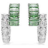 Matrix Hoop Earrings, Mixed Cuts, Green, Rhodium Plated 5732264 | Swarovski Matrix Hoop Earrings, Mixed Cuts, Green, Rhodium Plated 5732264 | Swarovski