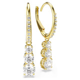 Stilla Attract Hoop Earrings, Round Cut, White, Gold Tone Plated 5723300 | Swarovski