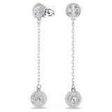 Una Angelic Drop Earrings, Round Cut, White, Rhodium Plated 5732273 | Swarovski