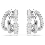 hyperbola-hoop-earrings--round-cut--mini--white--rhodium-plated-swarovski-5737110-2