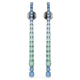 Matrix Drop Earrings, Gradient of Round Cuts, Multicolored, Ruthenium Plated 5741390 | Swarovski