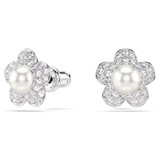 ariana-grande-x-swarovski-stud-earrings--crystal-pearl--round-cut--flower--white--rhodium-plated-swarovski-5756098-2