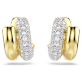 Dextera Hoop Earrings, Round Cut, Mini, White, Gold Tone Plated 5740735 | Swarovski