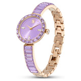 Matrix Bangle Watch, Swiss Made, Crystal Bracelet, Purple, Champagne Gold-Tone Finish 5743713 | Swarovski