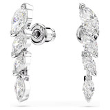 Mesmera Earrings, Marquise Cut, White, Rhodium Plated 5748007 | Swarovski