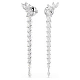 Mesmera Earrings, Marquise Cut, White, Rhodium Plated 5748006 | Swarovski