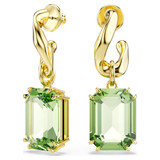 Millenia Drop Earrings, Octagon Cut, Green, 18K Gold Plated 5756151 | Swarovski