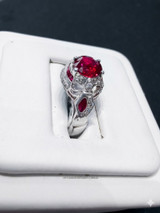 Genuine Sapphire and Natural Diamond Platinum Hidden Halo Ring