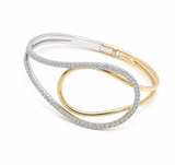 18K Two-Toned Oval shaped Diamonds Bangle