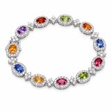 18K White Gold Multi-Color Sapphire & Diamond Bracelet