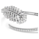 Vienna Bangle, Mixed Cuts, Feather, White, Rhodium Plated 5754275 (Size M) | Swarovski