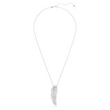 Vienna Pendant and Brooch, Mixed Cuts, Feather, White, Rhodium Plated 5749209 | Swarovski