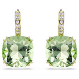 Millenia Drop Earrings, Cushion Cut, Green, 18K Gold Plated 5764822 | Swarovski
