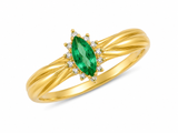 10K Yellow Gold Marquise Emerald & Diamond Ring
