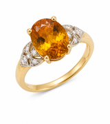 14K Yellow Gold Natural Citrine & Diamond Ring