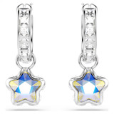 Chroma Drop Earrings, Mixed Cuts, Star, White, Rhodium Plated 5754172 | Swarovski