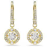 Una Angelic Drop Earrings, Round Cut, White, 18K Gold Plated 5758095 | Swarovski