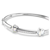 Chroma Bangle Mixed Cuts, Star, White, Rhodium Plated 5754179 (Size M) | Swarovski