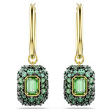 Sublima Drop Earrings, Octagon Cut, Green, 18K Gold Plated 5752890 | Swarovski
