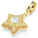 Sublima Charm, Round Cut, Star, Yellow, 18K Gold Plated 5755514 | Swarovski