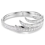 Vienna Bangle, Mixed Cuts, Swan, White, Rhodium Plated 5749066 (Size M) | Swarovski