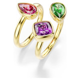 Imber Cocktail Ring Set (2), Mixed Cuts, Multicolored, 18K Gold Plated 5753279 (Size 55/6.75) | Swarovski