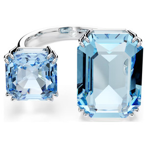 millenia-open-ring--octagon-cut--blue--rhodium-plated-swarovski-5694138-1
