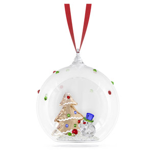 Holiday Cheers Tree and Snowman Ball Ornament, Gold Tone, 5701509 | Swarovski