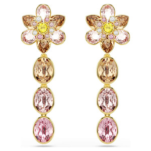 idyllia-drop-earrings--mixed-cuts--flower--multicolored--gold-tone-plated-swarovski-5732381-1