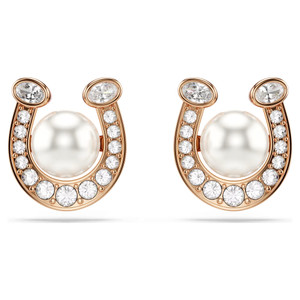 symbolica-stud-earrings--crystal-pearl--pavé--horse-shoe--white--rose-gold-tone-plated-swarovski-5736980-1