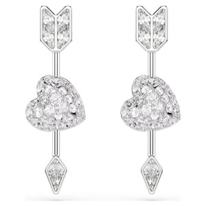 idyllia-drop-earrings--mixed-cuts--heart-with-arrow--white--rhodium-plated-swarovski-5749602-1
