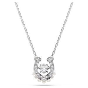 Symbolica Pendant, Crystal Pearl, Round Cut, Pavé, Horse Shoe, White, Rhodium Plated 5736972 | Swarovski