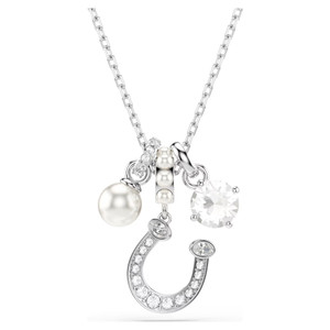 symbolica-pendant--crystal-pearl--round-cut--pavé--horse-shoe--white--rhodium-plated-swarovski-5736247-1