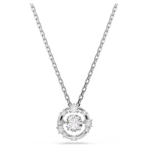Constella Pendant, Round Cut, Dancing Stone, White, Rhodium Plated 5738247 | Swarovski