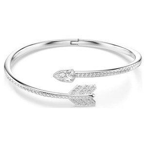 Idyllia Bangle, Mixed Cuts, Arrow, White, Rhodium Plated 5737262 (Size S) | Swarovski
