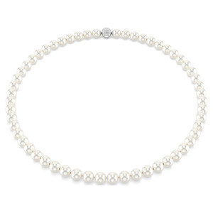 Matrix Necklace, Crystal Pearl, White, Rhodium Plated 5747746 | Swarovski