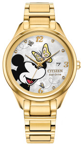 Eco Drive Women's Mickey Flutterby White Dial Stainless Steel Bracelet Watch FE6192-51D | Citizen